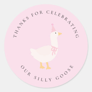 Rond Un Sticker De Fête D'Oie Silly - Oie Silly
