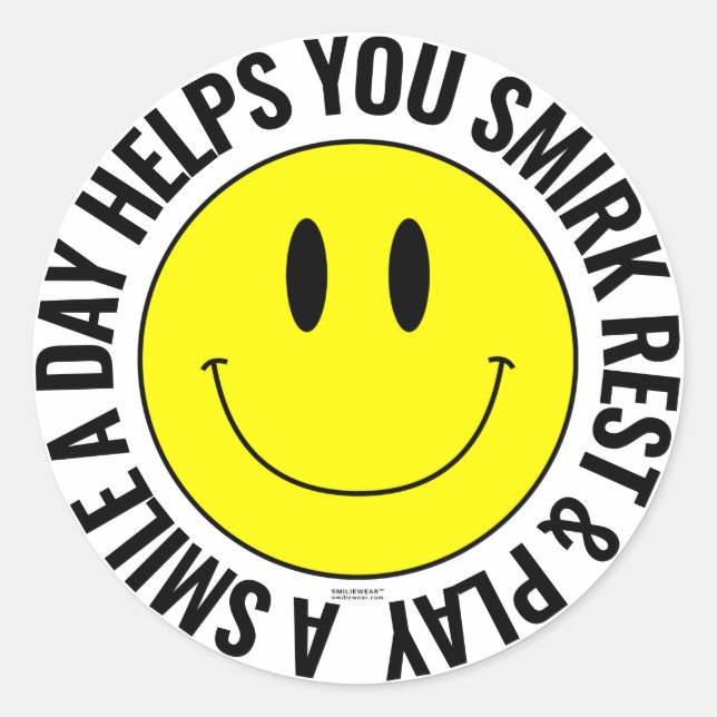 Rond Un Sticker Smilie Joyeux Un Jour (Devant)