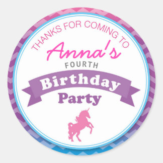 Rond Unicorn Anniversaire fête Merci Sticker