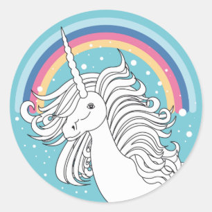 ROND UNICORN STICKER BLEU
