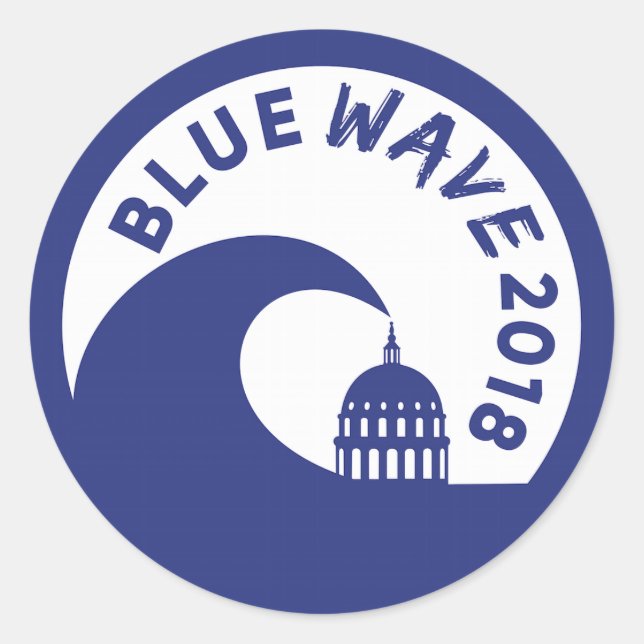 Rond Vague Bleue 2018 - Victoire démocratique ! sticker (Devant)