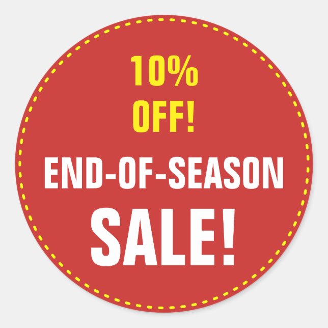 Rond "VENTE DE FIN DE SAISON !" "10% DE BAS !" sticker  (Devant)