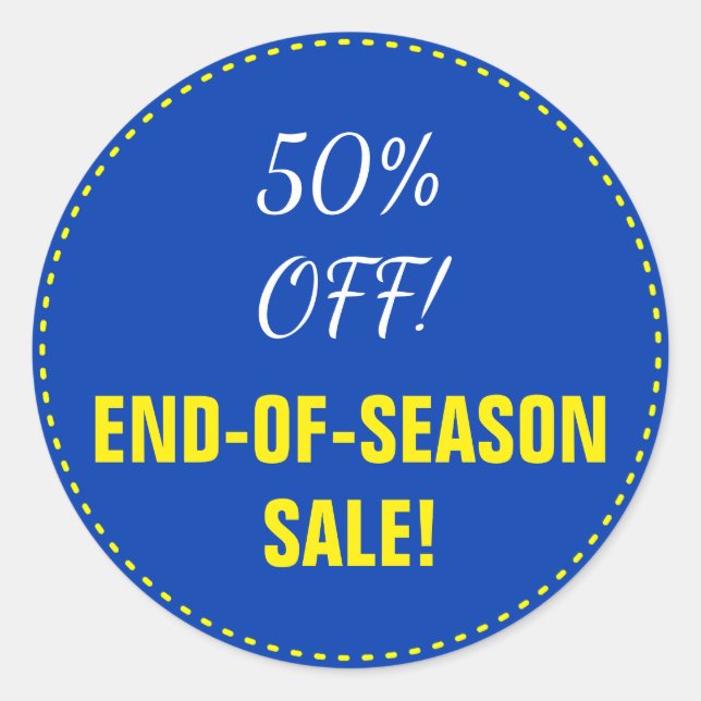 Rond "VENTE DE FIN DE SAISON !" "50% DE BAS !" sticker  (Devant)