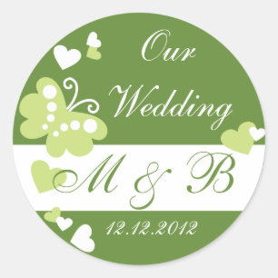 Rond Vert Notre Sticker Monogramme Mariage