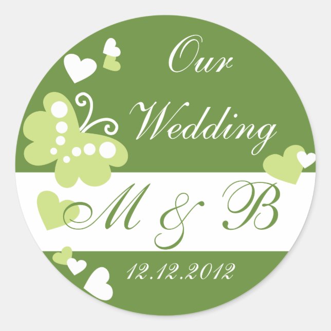 Rond Vert Notre Sticker Monogramme Mariage (Devant)