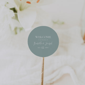 Rond Vert sage | Mariage Welcome Classic Round Sticker