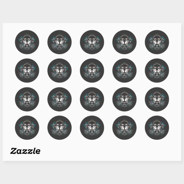 Rond Victorian Gemini Gothic Sticker (Feuille)