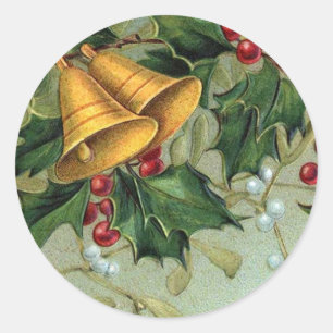 Rond Vintage Christmas Holly Berries - Sticker
