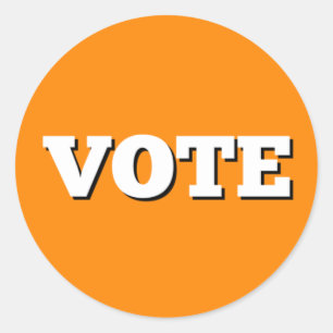 Rond Vote Sticker sur Orange Arrière - plan