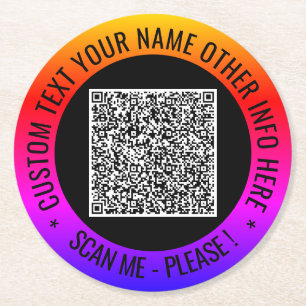 Rond Votre code QR et votre Dessous de verre de papier 