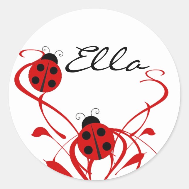Rond Votre nom Ladybug Round Sticker (Devant)