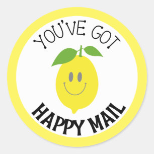 Rond Vous avez Happy Mail Lemon Yellow Round Sticker