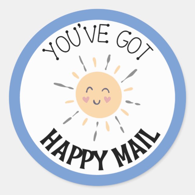 Rond Vous avez Happy Mail Smile Sticker Round (Devant)