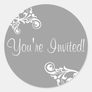 Rond Vous êtes Invited Flourish Envelope Sticker Seal