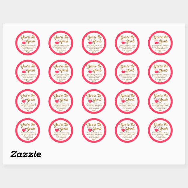 Rond Vous êtes la bombe Sticker de la Saint-Valentin (Feuille)