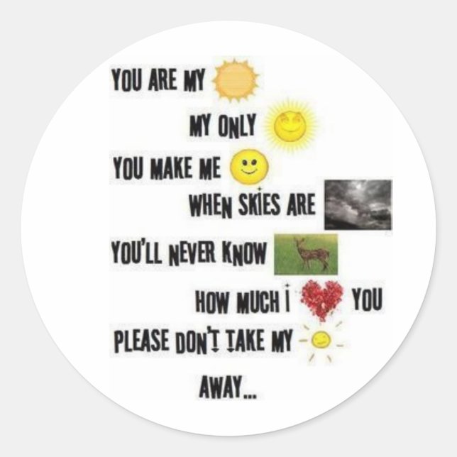Rond Vous êtes My Sunshine - Sticker (Devant)