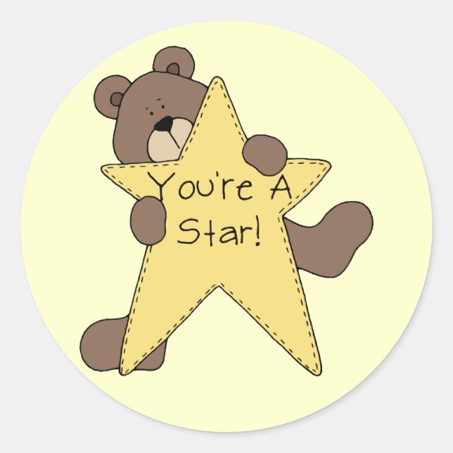 Rond Vous êtes un Sticker à Ours Étoile (Devant)