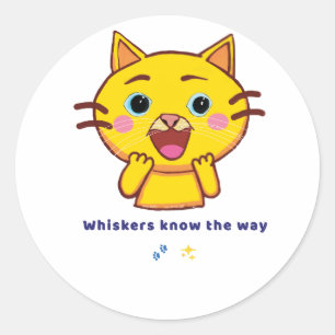 Rond Whiskers Know the Way" - Chat mignon Sticker Die-C