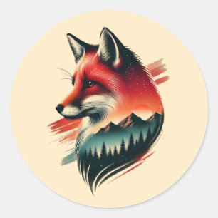 Rond Wild Spirit Fox - Sticker artistique inspiré par l