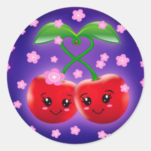 Rond WQ Me et vous Kawaii Cherry Couple 3" STICKER