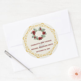 Rond Wreath avec Sticker Mariage à cadre or