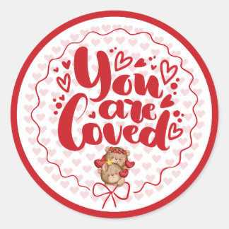 Rond You Are Loved Cute Valentine's Day Round Sticker