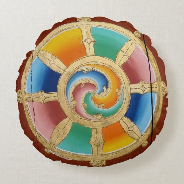 Rond Zen Kussen Levenswiel Rundes Kissen (Vorderseite)