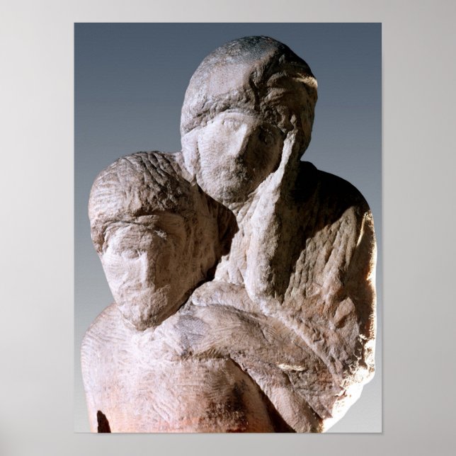 Rondanini Pieta, Detail der Köpfe Christi Poster (Vorne)