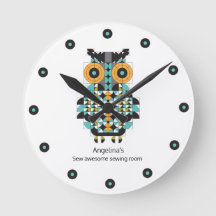 Adorable Chouette moderne Quilt Motif Horloge mura