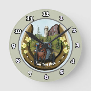 Ronde Amish Road Trip Horseshoe horloge
