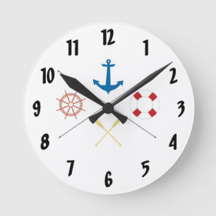 Ronde Ancres nautiques voilier bateau à voile Horloge mu