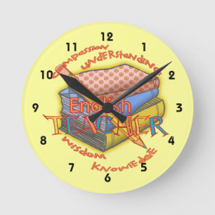 Ronde Anglais enseignant Moto personnalisée Horloge