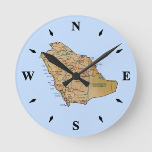 Ronde Arabie Saoudite Carte Horloge