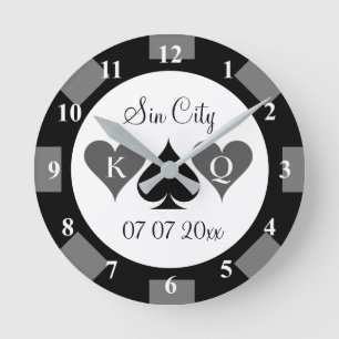 Ronde Arrondi casino puce horloge de mariage personnalis