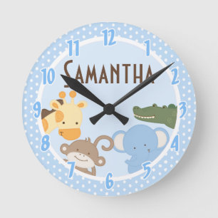 Ronde Aventure Safari Jungle Zoo Horloge Personnalisé