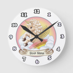 Ronde Baby Rainbow Unicorn horloge