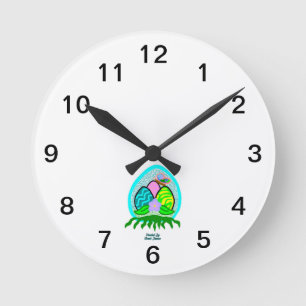 Ronde Beaux Oeufs de Pâques Horloge Mur Acrylique