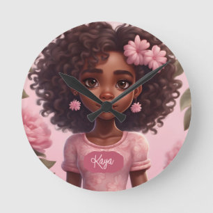 Ronde Black Girl Horloge personnalisée
