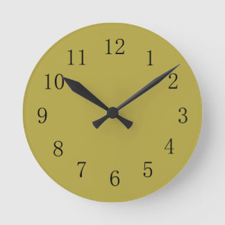 Ronde Bronze vert Terre Tone Couleur Mur Horloge
