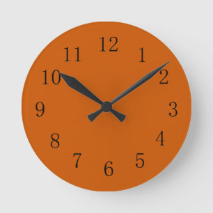 Ronde Brûlé Orange Terre Tone Cuisine Mur Horloge