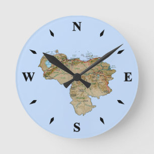 Ronde Carte du Venezuela Horloge