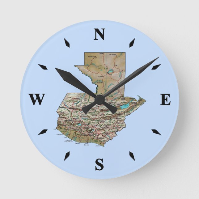 Ronde Carte Guatemala Horloge (Recto)