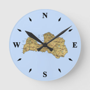Ronde Carte Lettonie - Horloge