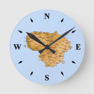 Ronde Carte Lituanie Horloge