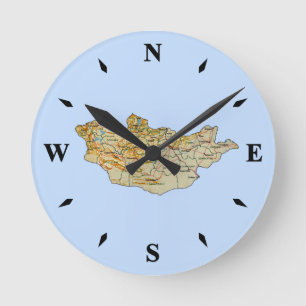 Ronde Carte Mongolie Horloge