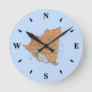 Ronde Carte Nicaragua Horloge