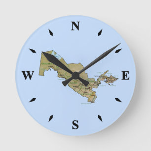 Ronde Carte Ouzbékistan Horloge