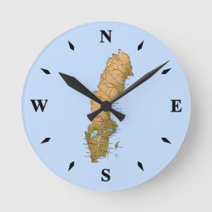Ronde Carte Suède Horloge
