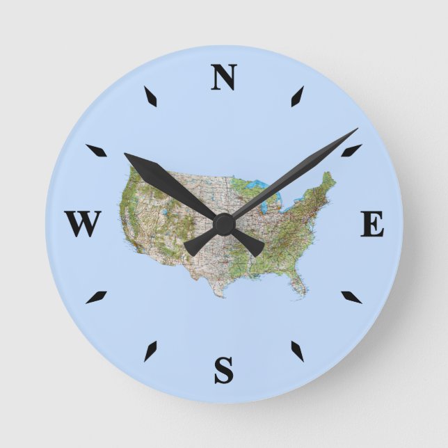 Ronde Carte USA Horloge (Recto)