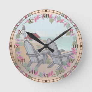 Ronde Chaises de plage Phare horloge